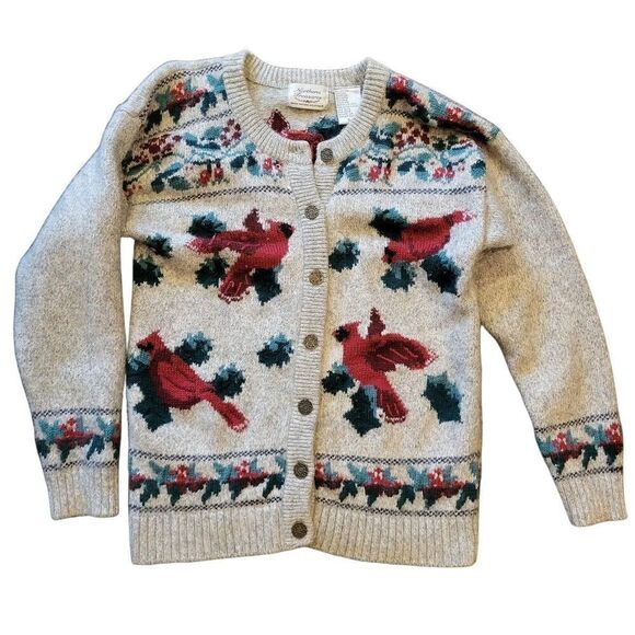 Vintage Northern Reflections Sweater Women's Small Grey Wool Cotton Cardinal - Picture 1 of 4